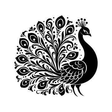 Peacock silhouette black color vector image
