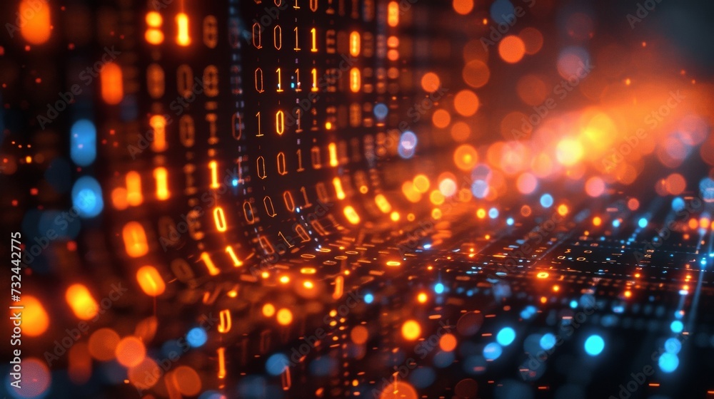 Poster discover the cybernetic matrix where modern algorithms and high-speed connectivity shape a visually 