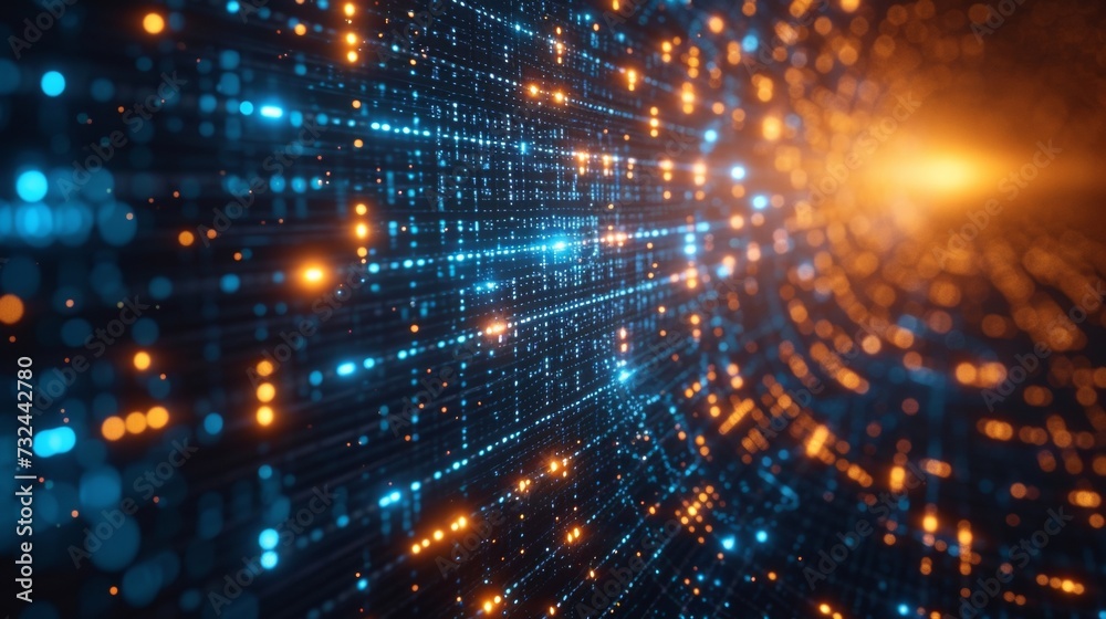 Poster explore the dazzling matrix of a cybernetic future, where algorithms optimize our digital world and 