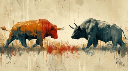 The AI artwork captures the fierce battle between bulls and bears, symbolizing the ever-changing moods of the stock market.