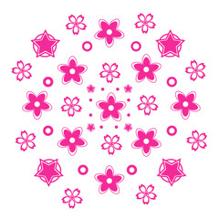 Pattern of sakura flowers background template. Vector set of blooming floral for holiday invitations, greeting card and fashion design.