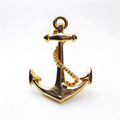 Gold anchor on a white background 