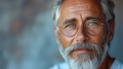 The man in his 50s starts his day with a healthy routine, brushing his teeth and admiring his confident smile in the mirror.