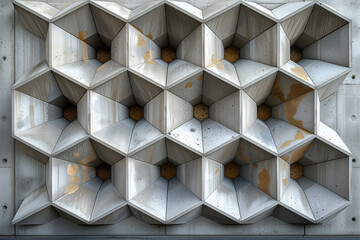 Abstract parametric concrete facade. Background image. Created with Generative AI technology