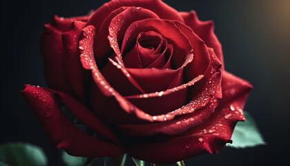 Fresh beautiful Natural red rose. Valentines and wedding border. Waters drops on roses petals.