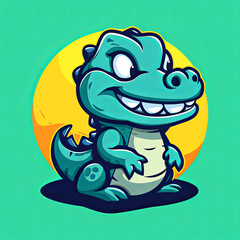 Cute colorful baby dragon illustration vector style graphic.