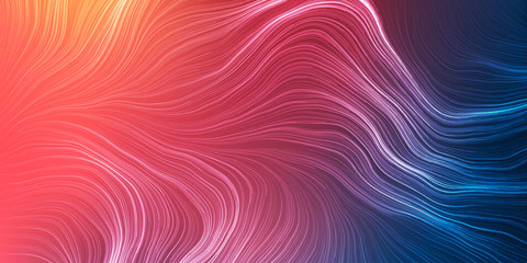 White Moving, Flowing Stream of Particles in Curving, Wavy Lines - Digitally Generated Futuristic Abstract 3D Geometric Colorful Background Design, Landing Page Template in Editable Vector Format