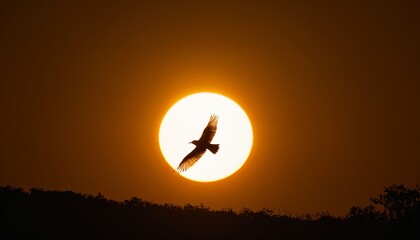 Bird flying at sunset. Generative AI