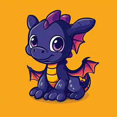 Cute colorful baby dragon illustration vector style graphic.