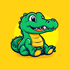 Cute baby crocodile illustration. 