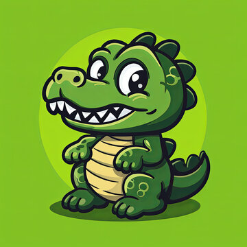 Cute baby alligator cartoon illustration.