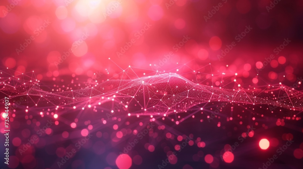 Poster discover a world where art meets technology with our red digital backdrop, featuring a dynamic displ
