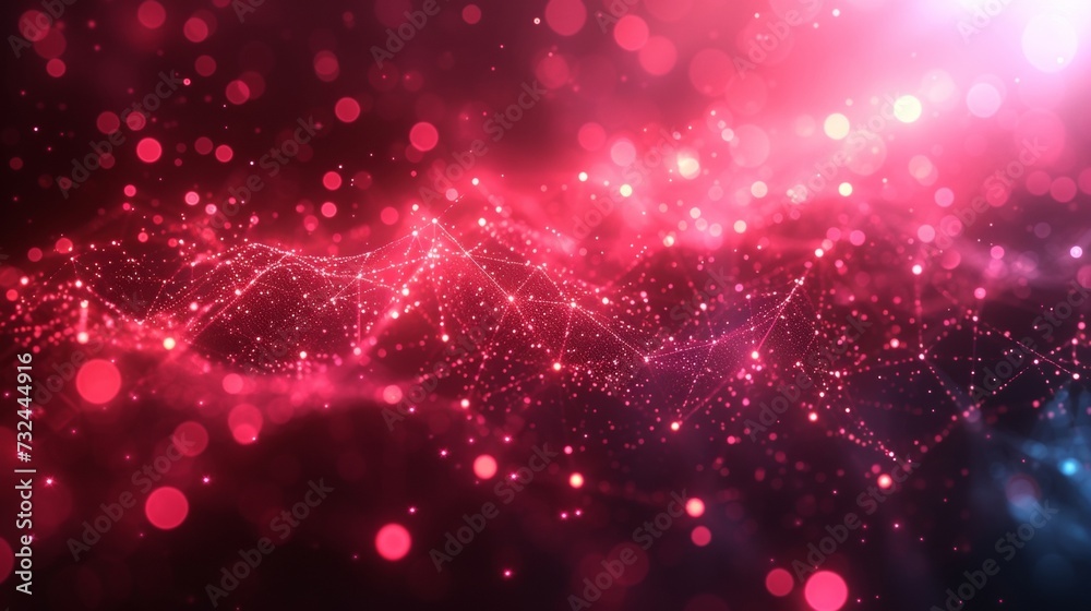 Poster discover a world where art meets technology with our red digital backdrop, featuring a dynamic displ