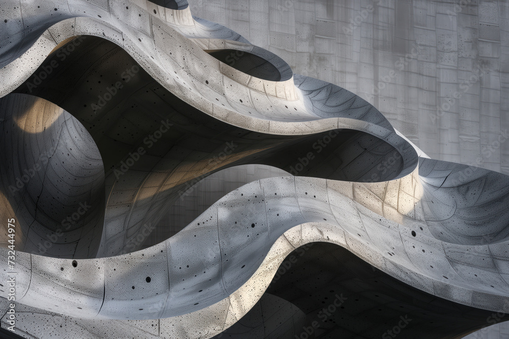 Poster abstract parametric concrete facade. background image. created with generative ai technology