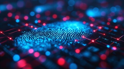Biometric fingerprint scanning technology ensures secure authentication and defends against data breaches, enhancing privacy and network protection. - obrazy, fototapety, plakaty
