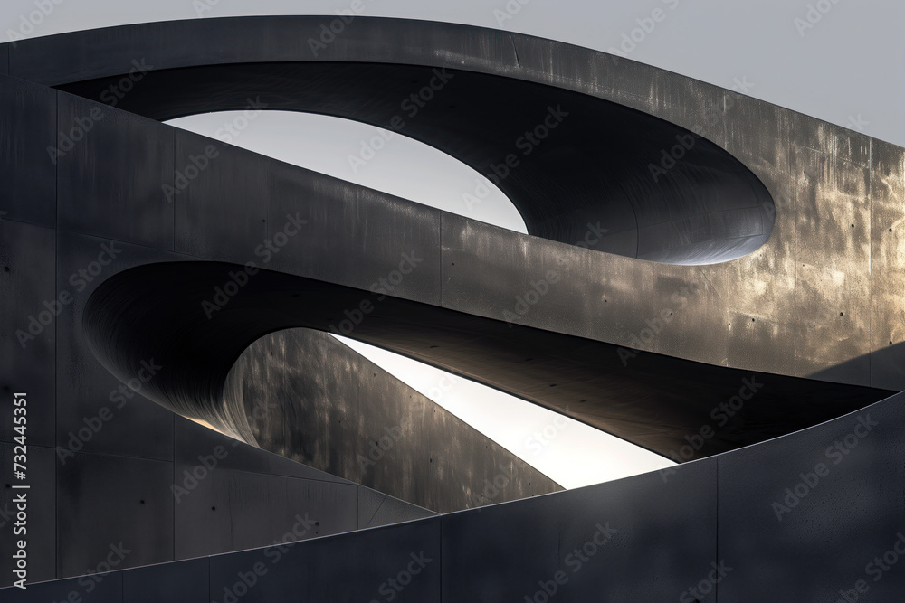 Poster abstract parametric concrete facade. background image. created with generative ai technology