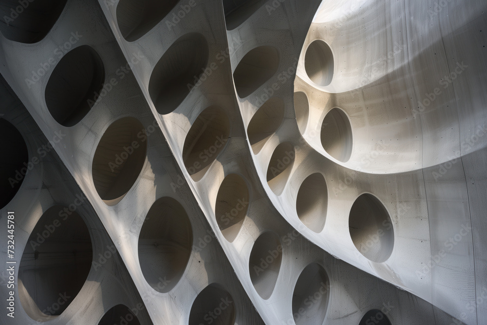 Poster abstract parametric concrete facade. background image. created with generative ai technology