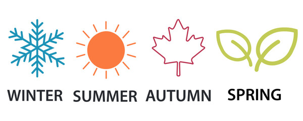 Four seasons icon set. 4 Vector graphic element symbol vector ilustration.