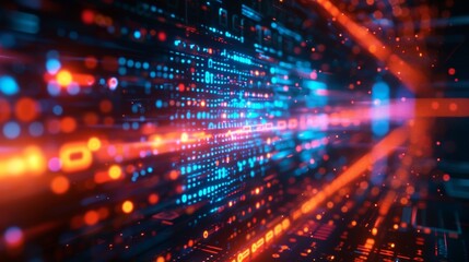 Fototapeta premium Experience lightning-fast data flow and secure connectivity with advanced binary code technology for an efficient and interactive digital future.