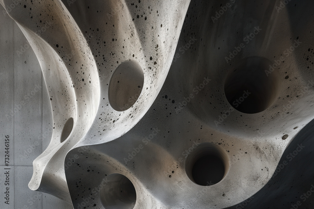 Poster abstract parametric concrete facade. background image. created with generative ai technology