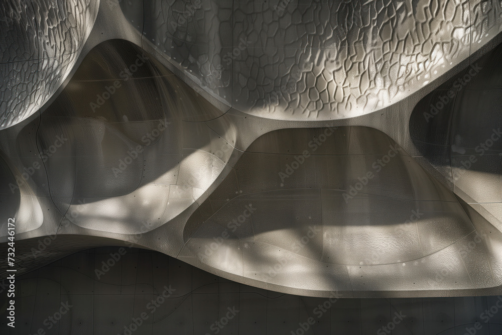 Poster abstract parametric concrete facade. background image. created with generative ai technology