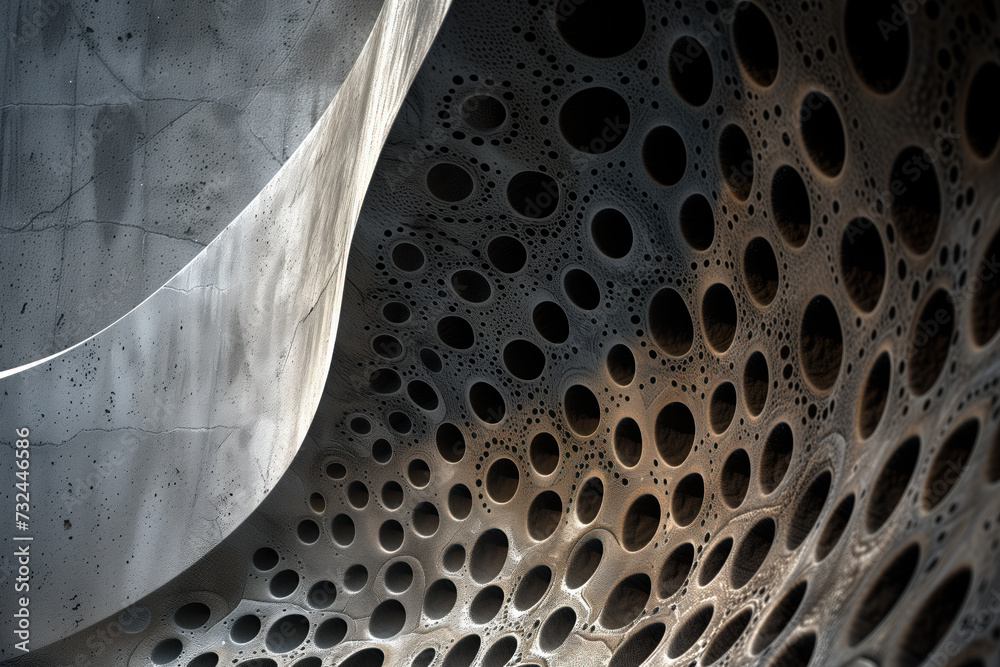 Poster abstract parametric concrete facade. background image. created with generative ai technology