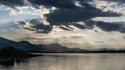 sunrise over the lake Fuzhou China
