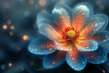 Obraz na płótnie Canvas Raindrop Flower: A Stunning Blue Flower with a Golden Center Generative AI