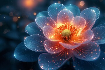 Glowing Flower in Full Bloom: A Stunning Snap for Your Monthly Social Media Post Generative AI