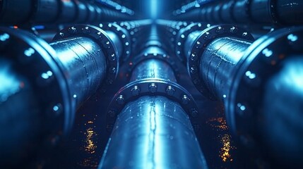 Ukraine's steel pipeline network efficiently pumps natural gas from Russia to Europe, showcasing the country's industrial strength and engineering expertise. - obrazy, fototapety, plakaty