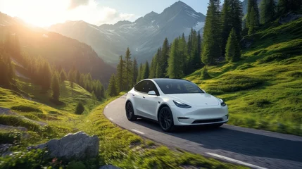 Poster Embark on a journey through California's breathtaking landscapes in an eco-friendly electric SUV, where innovation and luxury meet the open road. © tonstock