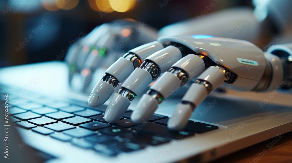 Poster unlock the future with our ai chatbot and its robotic hands, enabling effortless laptop use and stre