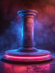 Pink and Blue Column: A Modern, Futuristic, and Ethereal Sculpture Generative AI
