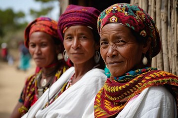 Local women in authentic clothes.