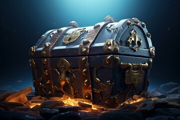 Mysterious Opened pirate chest. Pirate treasure. Generate Ai