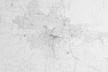 Fototapeta na wymiar Map of the streets of Eugene (Oregon, USA) on white background. 3d render, illustration