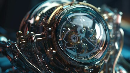 AI generated illustration of a close-up of a vintage mechanical watch atop a blue cloth backdrop