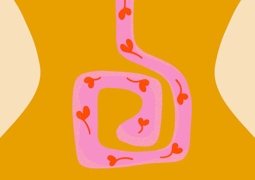 Digestive system with healthy microbiome illustration
