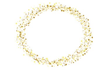 Golden Glitter Circle Frame: Elegant Design on Transparent Background