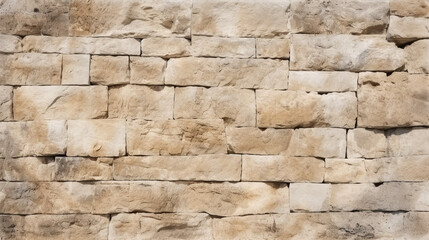 Fototapeta premium Illustration of the masonry wall of a castle in Europe. Soft beige color, unusual stone pattern, unusual color and background.