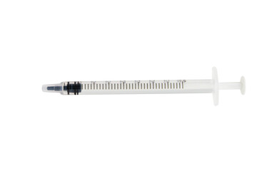 Insulin syringe without needle on empty background