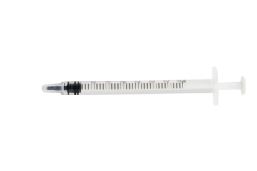 Insulin syringe without needle on empty background