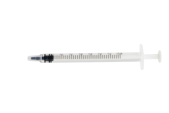 Insulin syringe without needle on empty background