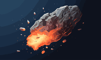 asteroid vector flat minimalistic isolated vector style illustration - obrazy, fototapety, plakaty