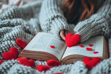 Valentine's Day Poetry Reading - An individual reading love poems - AI Generated