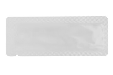 Set of disposable packaging for cream, oil or shampoo on a blank background