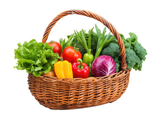 Basket with vegetables isolated on transperent background, PNG vegetable