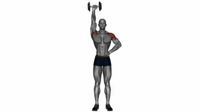 3d rendered animation of shoulders exercise example on a white background