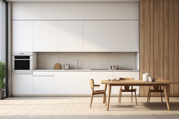 Fototapeta na wymiar Modern interior of a light white kitchen.