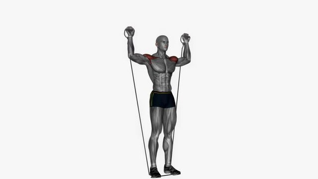 3d rendered animation of a shoulder exercise example on a white background
